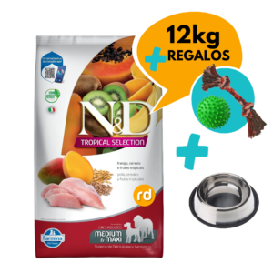 N&D Tropical perro adulto Suíno 12kg + Regalos