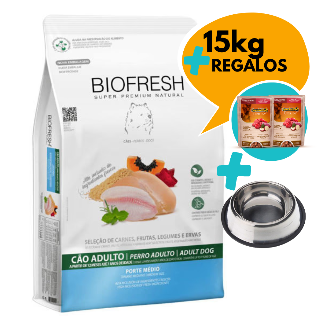 Biofresh para Perros Adultos Razas Medianas 15kg + Regalos